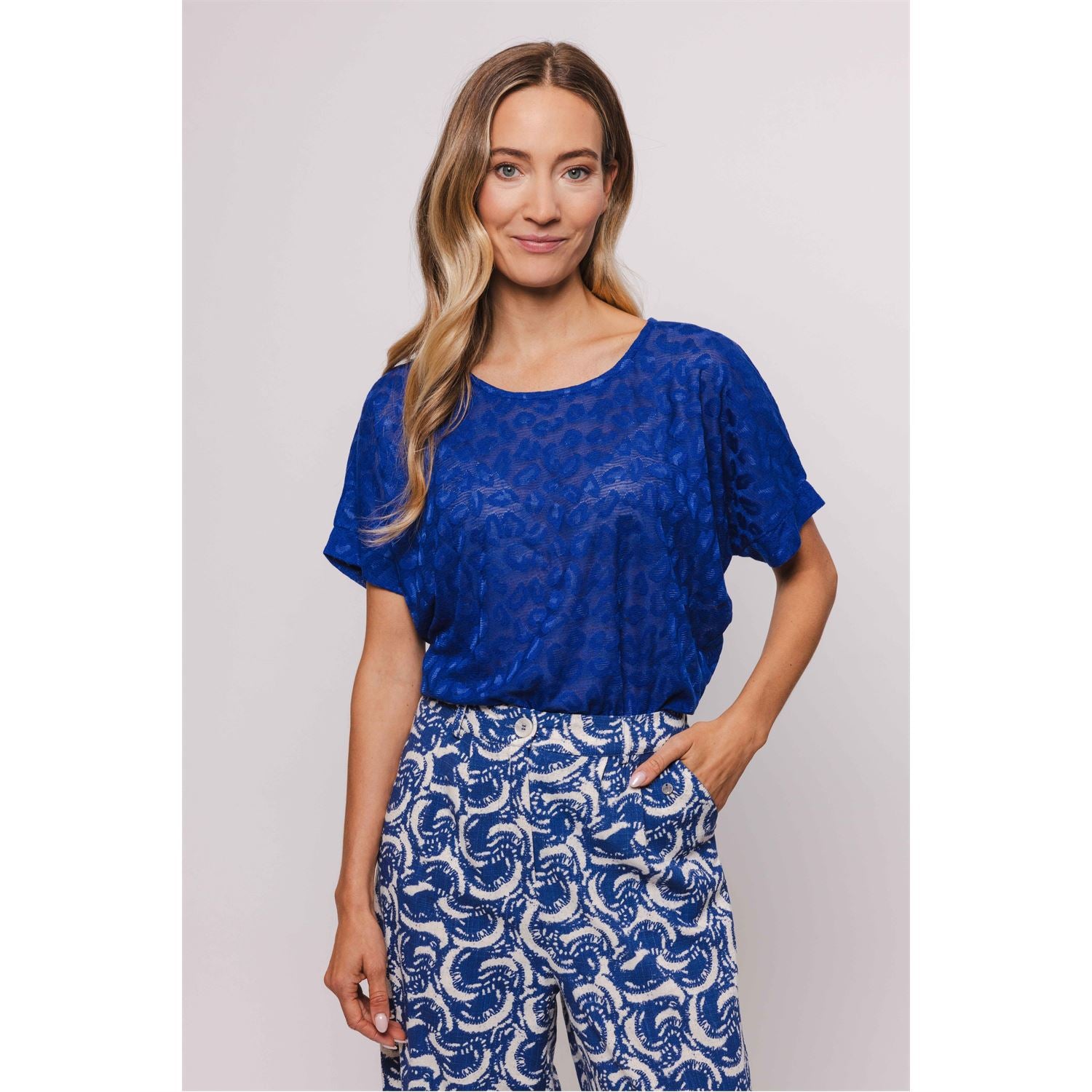 T-Shirt uni Leopard - blau