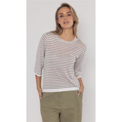 Striped sweater made of 60% viscose and 40% cotton. Airy and thin, ideal for warmer days.